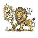 lion with a tree  tattoo design idea