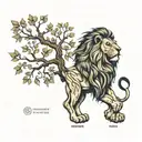 lion with a tree  tattoo design idea
