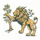 lion with a tree  tattoo design idea