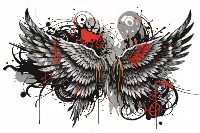 Angel wings with the Name Ayen tattoo design idea