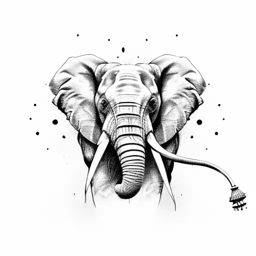 elephant head with trunk up tattoo design idea
