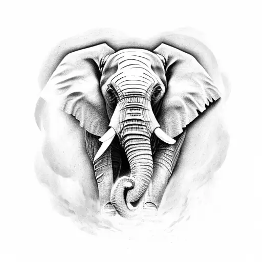 elephant head with high trunk  tattoo design idea