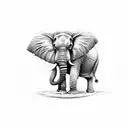 elephant with trunk up tattoo design idea
