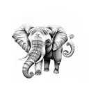 elephant head with trunk up tattoo design idea