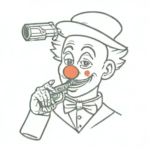 a clown with a gun and a bottle of wine  tattoo design idea