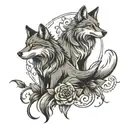 wolf and fox tattoo design idea