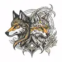 wolf and fox tattoo design idea