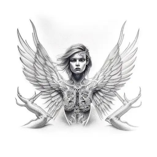 fallen angel tattoo design idea