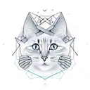 A stack of books with cat paw prints on them, intertwined with geometric shapes tattoo design idea