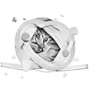 A stack of books with cat paw prints on them, intertwined with geometric shapes tattoo design idea