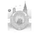 Harlem skyline with a basketball hoop in the foreground tattoo design idea