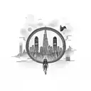 Harlem skyline with a basketball hoop in the foreground tattoo design idea