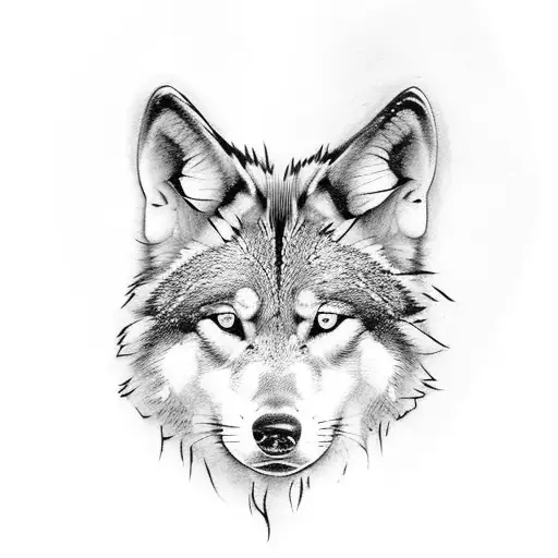irish harp with wolf head  tattoo design idea