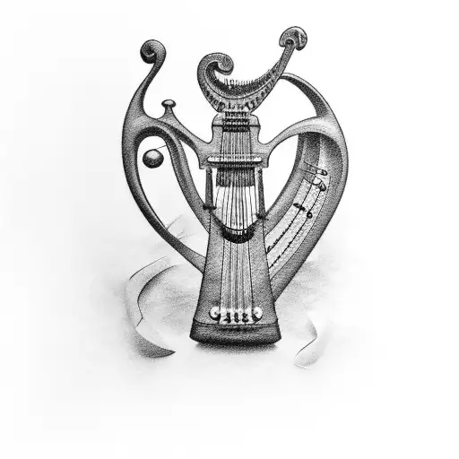 irish harp  tattoo design idea
