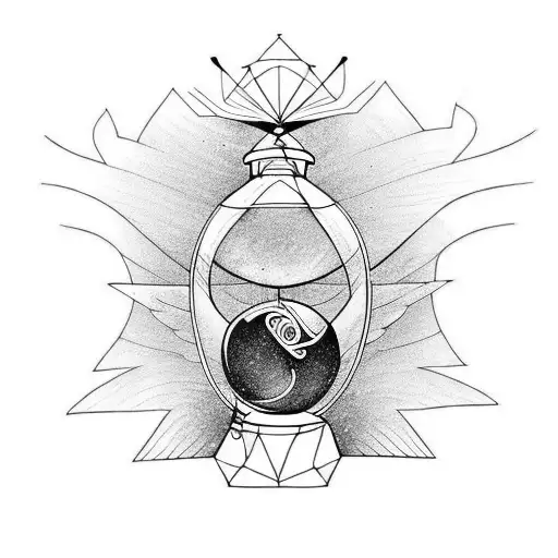 hourglass with wings flying away tattoo design idea