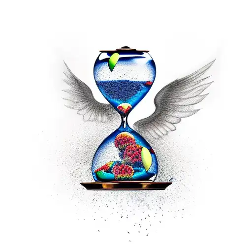 hourglass with wings flying toward death tattoo design idea
