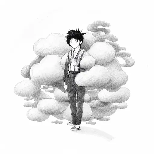 Sketch of Japanese clouds intertwined with a teacher tattoo design idea