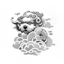 Japanese clouds with foo dogs tattoo design idea