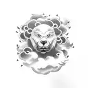 Japanese clouds with foo dogs tattoo design idea
