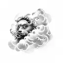 Japanese clouds with foo dogs tattoo design idea