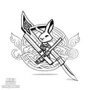ninja rabbit sword tattoo design idea