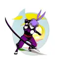 ninja rabbit sword tattoo design idea