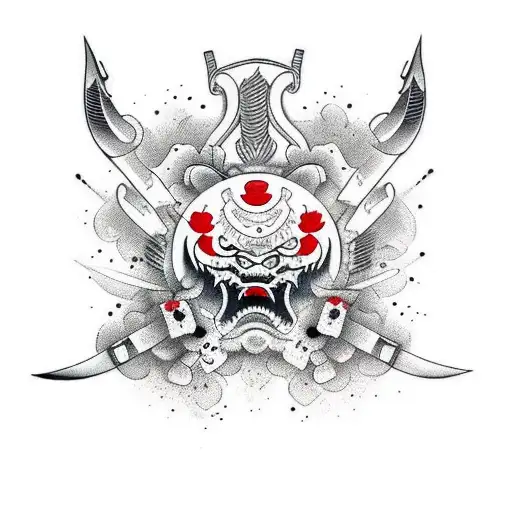 knife with blood and heart tattoo design idea