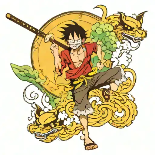 Combine elements of irezumi and anime to create a unique crossover design monkey d luffy roronoa zoro tattoo design idea