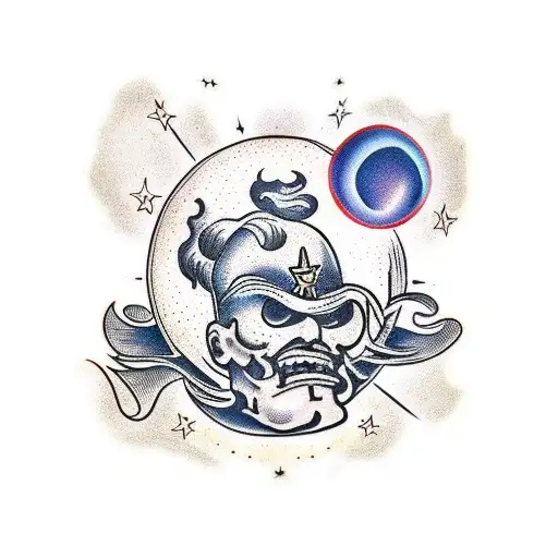 sol y océano  tattoo design idea