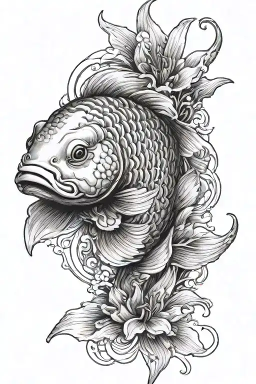 just mask and koi fish tattoo design idea