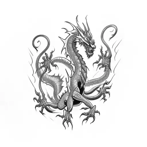 Lightning Bolt dragon tattoo design idea