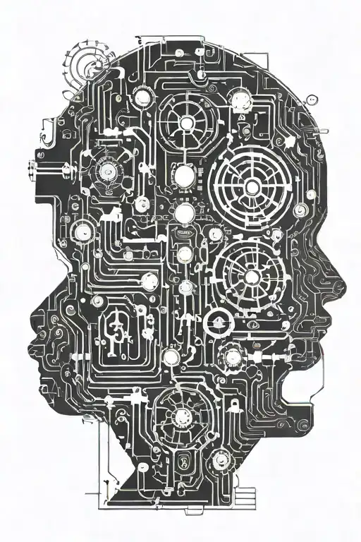 Important women and men in electrical engineering drawing with circuit components  tattoo design idea