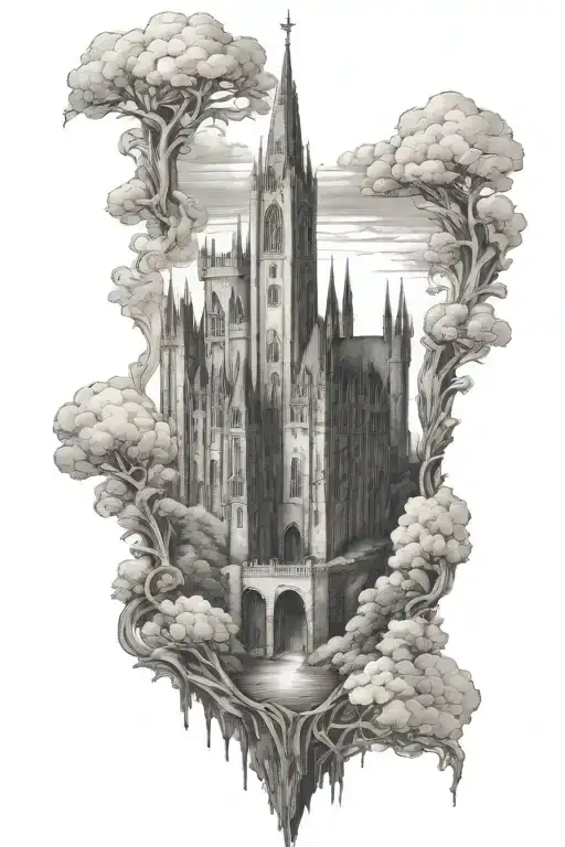 gothic castle anor londo tattoo design idea