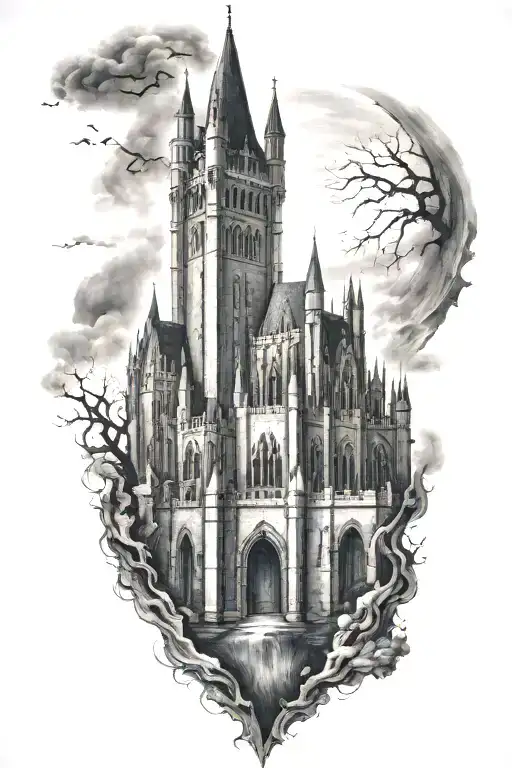 gothic castle anor londo tattoo design idea