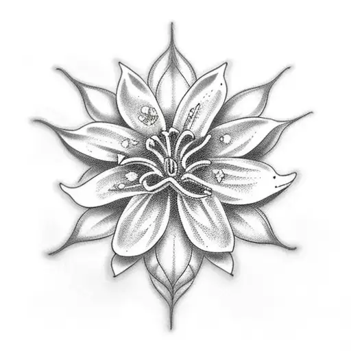 lily flower with snowflakes  tattoo design idea