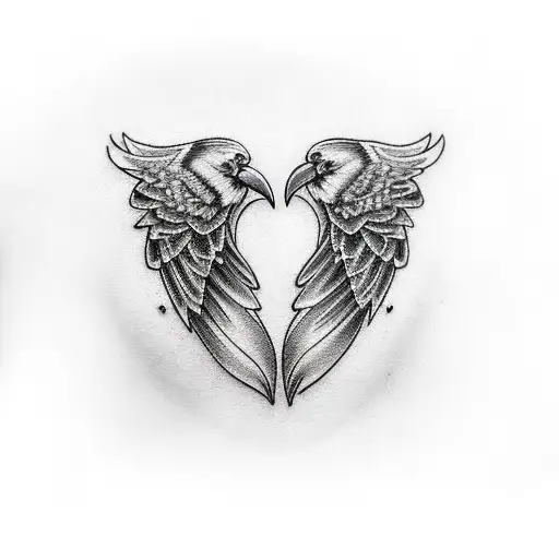 raven's biting humans heart tattoo design idea