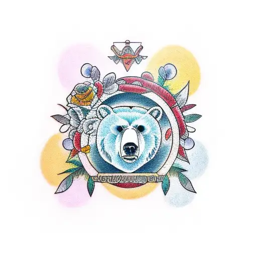traditional style bear tattoo design idea