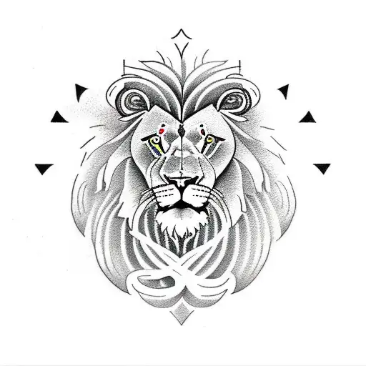 Lion, arrows, snake tattoo design idea