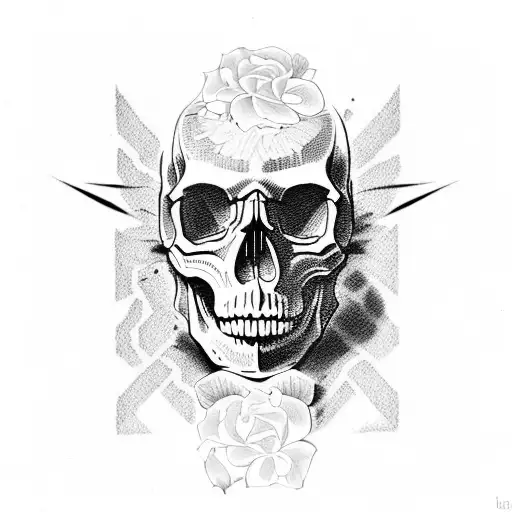 skull bench press tattoo design idea
