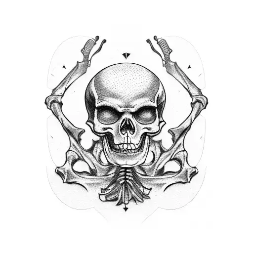 skeleton do bench press tattoo design idea