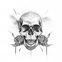skull bench press tattoo design idea