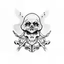 skeleton do bench press tattoo design idea