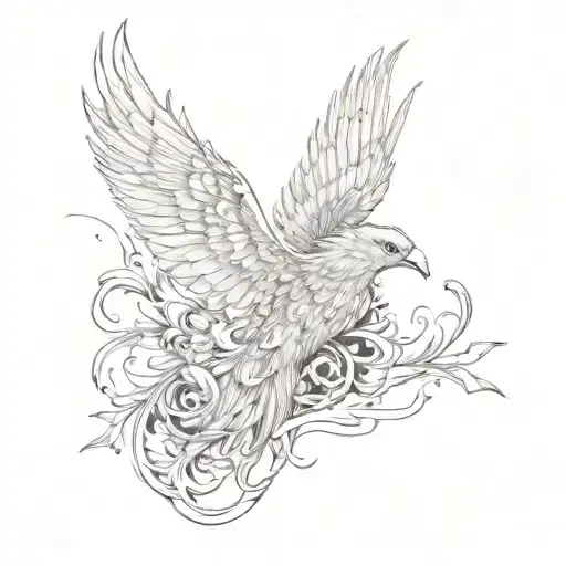 mixes elements of a phoenix, a butterfly and a dagger tattoo design idea