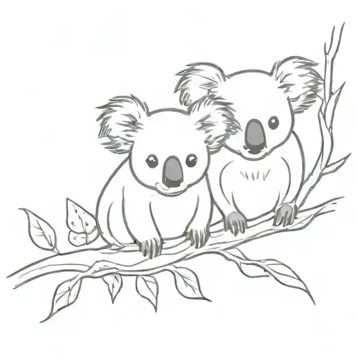 create a tatoo with a little koala and a an eagle face to face tattoo design idea