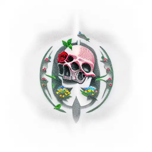 death in the cemetery tattoo design idea