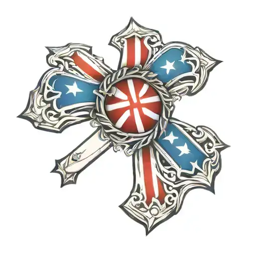 outdoors, patriotic, christian cross tattoo design idea