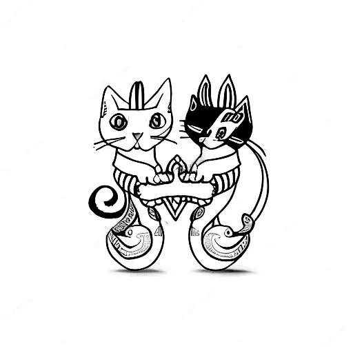 cat and cashew tattoo design idea