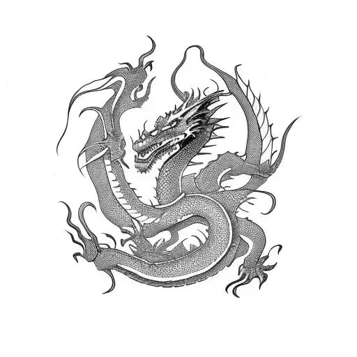 Dragon with half Nordic style and half Punjabi  tattoo design idea
