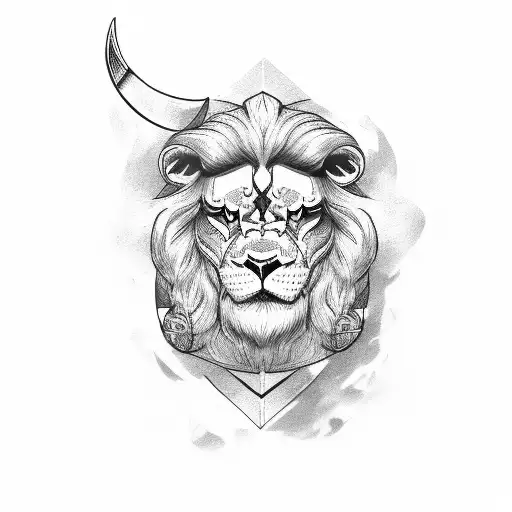  Viking with a lion head  tattoo design idea