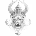  Viking with a lion head  tattoo design idea
